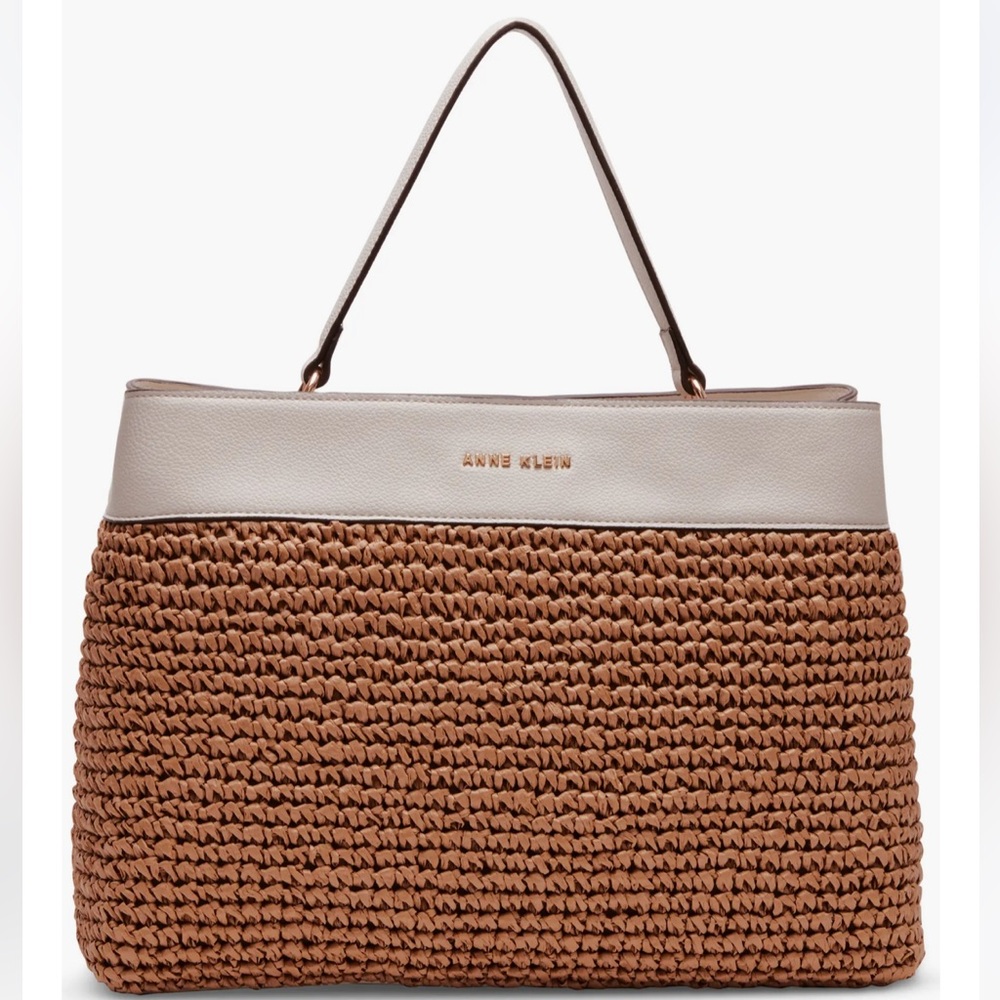 Anne Klein Woven Straw Satchel